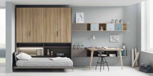 Cama abatible horizontal con armario en parte superior
